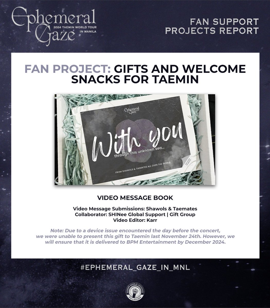 ✨Gifts &amp; Welcome Snacks For Taemin

[Cake, Flowers, Greeting Card, &amp; Video Message Book for Taemin]

@shawolgiftgroup, thank you for helping us execute such a beautiful welcome set up for Taemin. We're really glad that your vision aligned with ours since day one.🤗