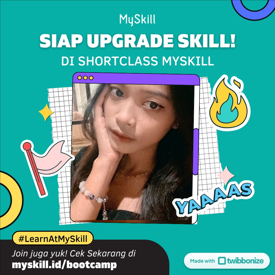 tffyflyyy's tweet photo. Hi, I’m ratna, dan aku ikutan Short Class, sebuah program kelas gratis dari @myskill.id. Kelas ini menyediakan banyak topik-topik pilihan seperti Digital Marketing, Microsoft Excel, Data Analysis, UI/UX Design dan masih banyak lagi. Yuk, kamu juga bisa #RintisKarirImpian, dengan https://t.co/VRJJXzQkTc