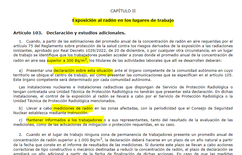 🆕 Publicado RD 1217/2024 Reglamento sobre instalaciones nucleares y radiactivas ☢️
Entre otros aspectos incluye la exposición al #radón en los lugares de trabajo.

Amplía esta información 👉 boe.es/diario_boe/txt…

#INSST