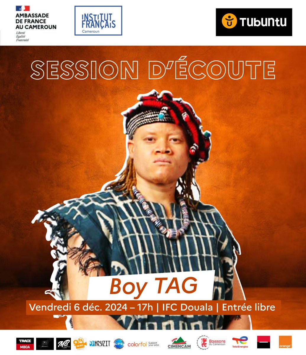 ronnykitio's tweet photo. Venez découvrir l'EP "Destiny" de #BoyTAG, lors d'une séance d'écoute exclusive ce vendredi 6 décembre à l'@IFCameroun , antenne Douala. 
Ne manquez pas cette occasion de célébrer le retour de l'artiste. 🎵✨

#BoyTAG 
#DESTINYBoyTAG 
#SupportYourArtist https://t.co/bNj6F5tOVq