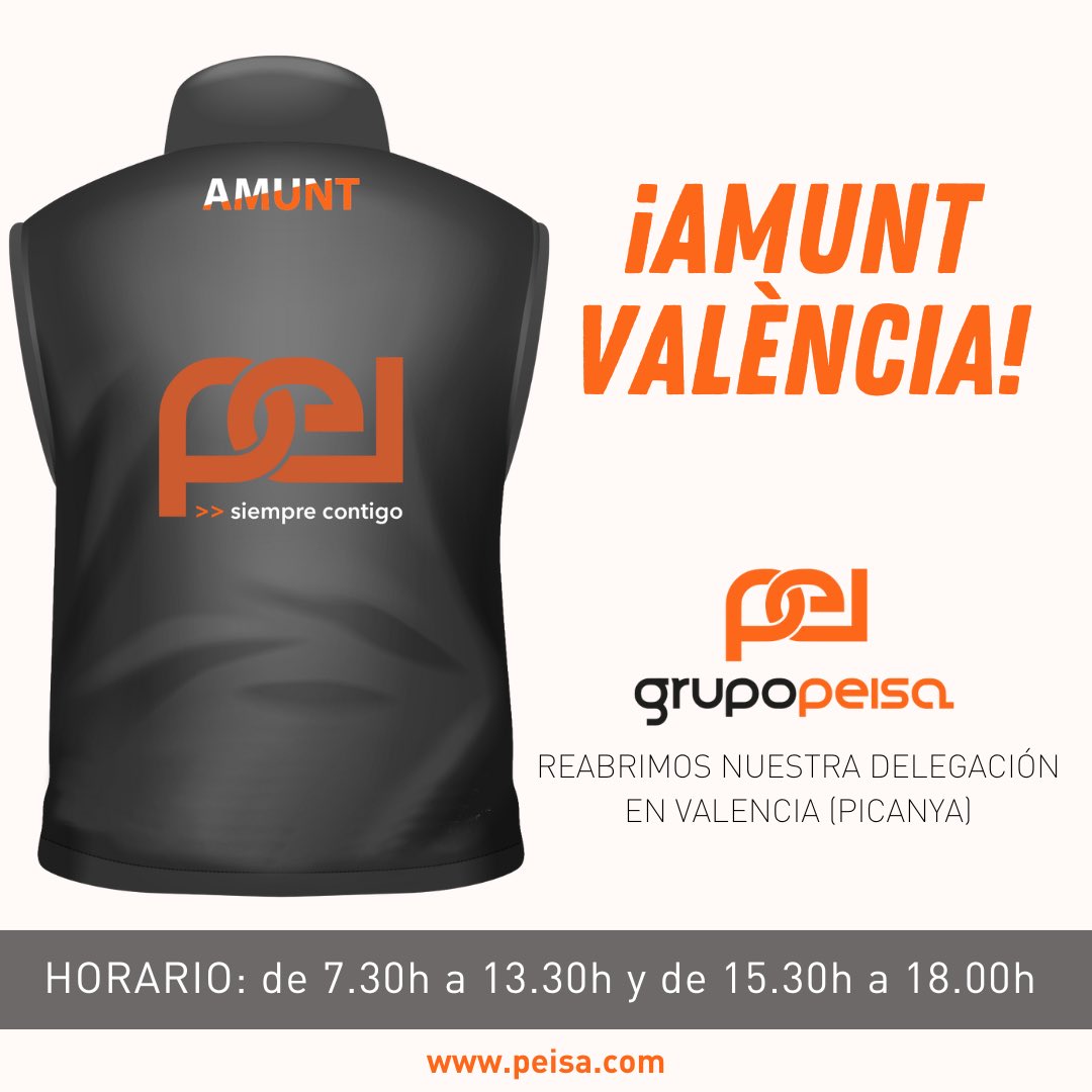 ¡Abrimos las puertas de Peisa Valencia! 💪 

Tras muchos días de intenso trabajo y esfuerzo por parte de todo el equipo, hemos conseguido adecuar las instalaciones para atenderos lo mejor posible.
