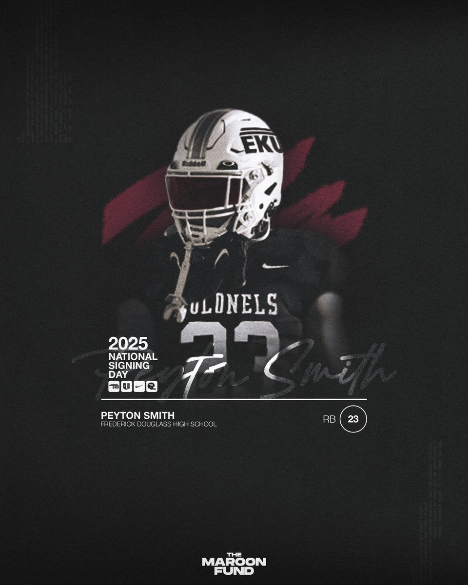 EKU Football (@ekufootball) on Twitter photo Our first signee comes to us from right up the road at Frederick Douglass!
RB | Peyton Smith | Frederick Douglass HS
✍️ <a href="/peyton_smith123/">Peyton smith</a>
Powered by - maroonfunds.com
#E2W | #MatterOfPride | #NSD25 Our first signee comes to us from right up the road at Frederick Douglass!
RB | Peyton Smith | Frederick Douglass HS
✍️ <a href="/peyton_smith123/">Peyton smith</a>
Powered by - maroonfunds.com
#E2W | #MatterOfPride | #NSD25