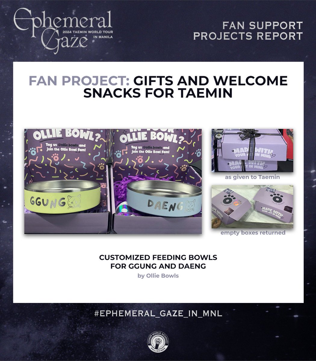 ✨Gifts &amp; Welcome Snacks For Taemin

[Customized Feeding Bowls for Ggung &amp; Daeng]

They say a father's joy comes from seeing his little ones happy… That’s why we thought, instead of preparing gifts just for Taemin, why not also give something for his children?😉

It’s no