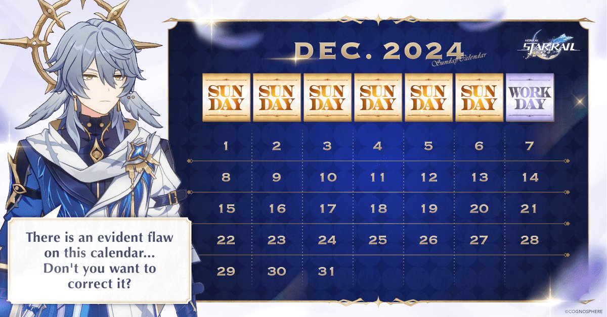 chinposamuraii's tweet photo. @honkaistarrail Intentional result to see his reaction www
#DailySundayCalendar https://t.co/hzDBIHQduR