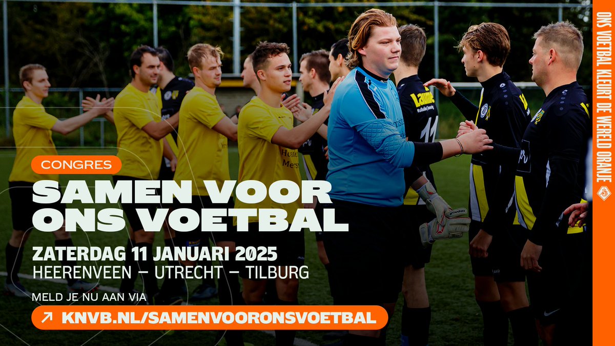Hecht jouw vereniging veel waarde aan sportiviteit en respect? Of wil je met dit thema aan de slag? Meld je dan aan voor één van de drie congressen in de stadions van sc Heerenveen, FC Utrecht of Willem II op zaterdag 11 januari 2025 via knvb.nl/samenvooronsvo…! 🔗