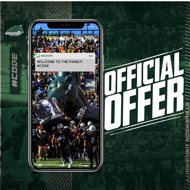 Proud to announce I’ve received an offer to continue my football career at <a href="/SUMustangFB/">Stevenson Football</a>. Thanks to <a href="/Coach_neik/">Coach Neiko Creamer</a> for the Opportunity. <a href="/CoachWright_12/">Coach Joe Wright</a> <a href="/Coach_Rashaun/">Coach Davis</a> #SoliDeoGloria
