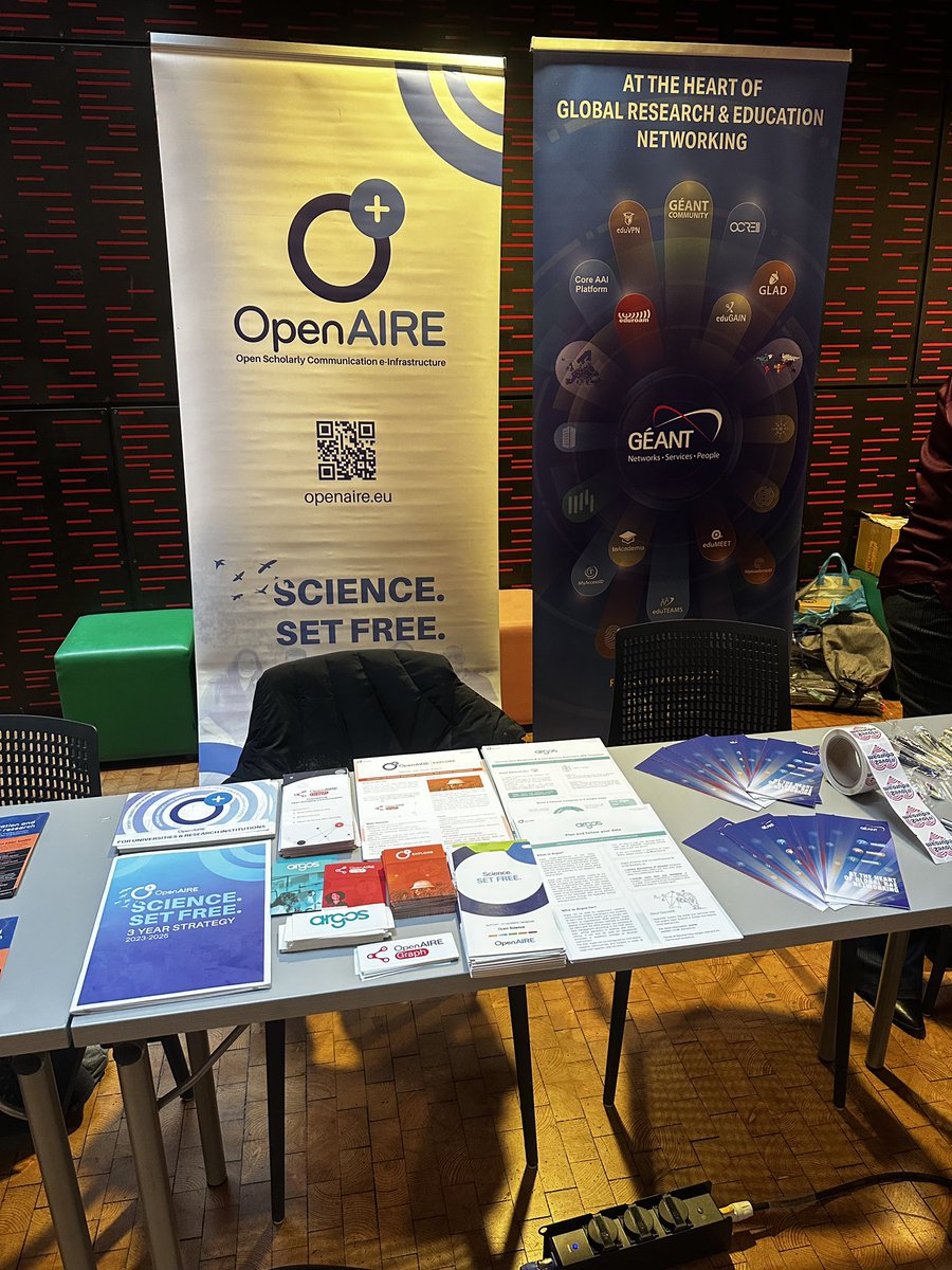 OpenAIRE_eu's tweet photo. Yesterday was the opening day of the 2024 @Eudat_eu Conference (3–5 December 2024) in Karlsruhe, Germany. 

After the event’s inaugural session, the rest of the first day was dedicated to a more comprehensive presentation of the #EUDAT services. This was followed by an extensive feature of the 10 new services introduced by the @FAIRCORE4EOSC team. There was also an exhibition of research data solutions, where the participants were able to discuss directly with the service developers and share their inquiries and insights. 

Our own @vergoulis Vergoulis participated in the presentation of the new services, focusing on the #RDGraph additionally, the event featured posters in the conference exhibition area on #EOSCBeyond Innovation Sandbox & @SciLake_project , developed by our very own Maja Dolinar and @stefaniamodeo & @vergoulis respectively. 

#OpenAIRE also maintains a booth in the conference venue, alongside @EGI_eInfra , @Eudat_eu , @GEANTnews OpenAIRE & @PRACE_RI . 

Today marks as the second day of the event and it will focus on #data, #datamanagement practices, access lifecycles and aligning national infrastructures with #EOSC . Stay tuned and don’t miss out the workshop dedicated to the members of the @FAIRCORE4EOSC & EOSC Beyond projects.

Check some exclusive highlights! 👇