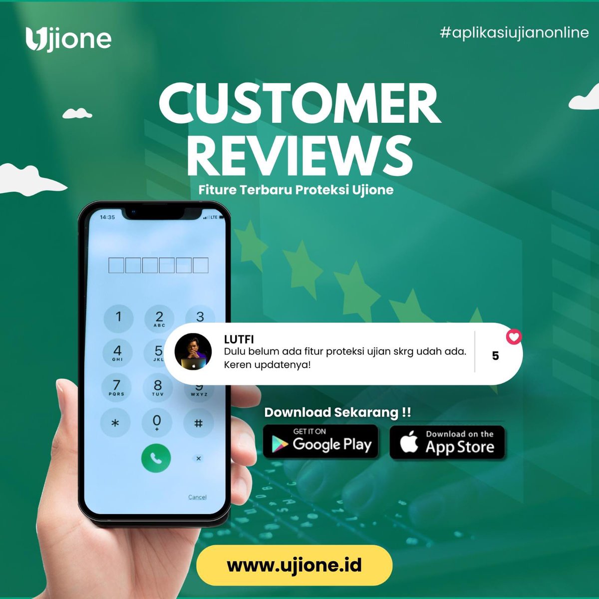💡 Dengan fitur Proteksi Ujian, pengalaman ujian online kini jadi lebih aman, nyaman, dan bebas khawatir. Tidak perlu cemas lagi soal kejujuran dan keamanan ujian! 

Uji coba gratis di ujione.id 
🙂