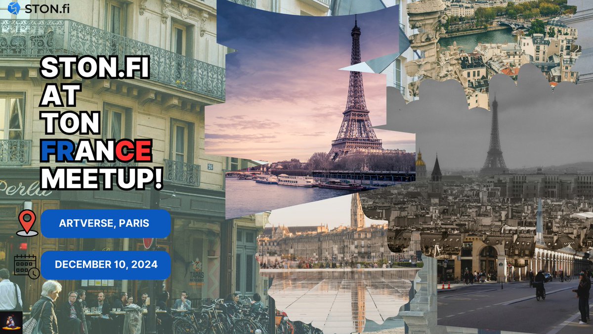 #Paris, Dec 10 — STONfi joins the TON France Ecosystem Meetup at Artverse, Sebastien Borget’s Gallery! 💡

🔥 Featuring top TON projects:
<a href="/tonkeeper/">Tonkeeper</a> , <a href="/PyraTzLabs/">PyratzLabs</a> , TON Syndicate, <a href="/TONmemelandia/">TON Memelandia</a> , Kiln, #Metafight, EVAA Protocol, #W3bflix, and — welll <a href="/ston_fi/">STON.fi</a>