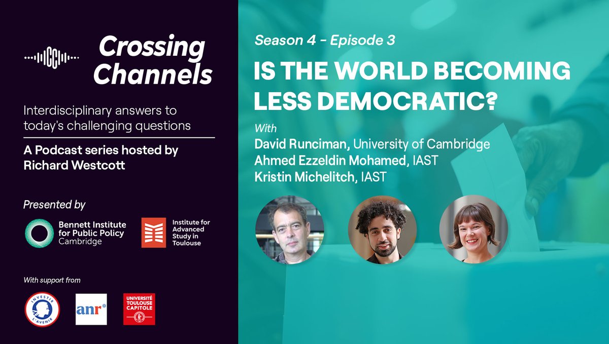 IAST (@iastoulouse) on Twitter photo 🎙️ Is the world becoming less democratic? 🎙️
<a href="/BBCwestcott/">Richard Westcott</a> is joined by <a href="/KGMichelitch/">Kristin Michelitch</a>, <a href="/a_ezz_eldin/">Ahmed Ezzeldin Mohamed</a> & David Runciman to discuss the cultural, technological, and institutional forces driving trends and debate whether democracy’s decline can be reversed.
🎧 pod.fo/e/28a279 🎙️ Is the world becoming less democratic? 🎙️
<a href="/BBCwestcott/">Richard Westcott</a> is joined by <a href="/KGMichelitch/">Kristin Michelitch</a>, <a href="/a_ezz_eldin/">Ahmed Ezzeldin Mohamed</a> & David Runciman to discuss the cultural, technological, and institutional forces driving trends and debate whether democracy’s decline can be reversed.
🎧 pod.fo/e/28a279