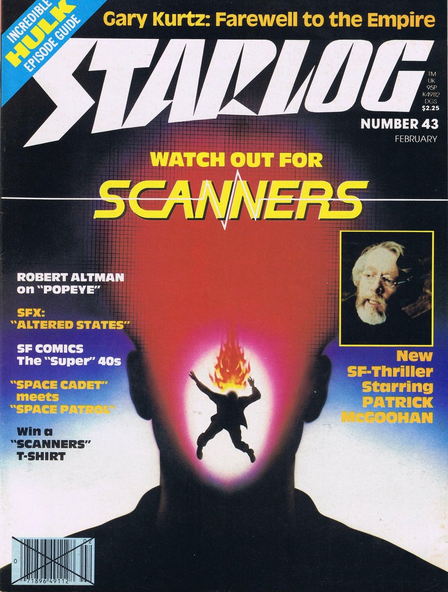 EugWSerra's tweet photo. On January 14, 1981, SCANNERS was released in the U.S.! #Scanners #DavidCronenberg #DickSmith #MichaelIronside #PatrickMcGoohan
#StephenLack #JenniferONeill #Starlog43 https://t.co/LI11bFXKWw