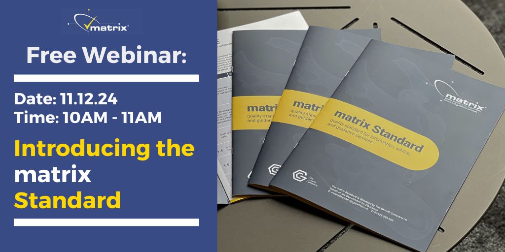 📅One week to go! FREE Introduction to the matrix Standard. Join Jennifer Riley, Business Development Manager for the matrix Standard and Dave Crosby MBE, matrix Standard Practitioner, former Chair of Corporation for Hugh Baird College. BOOK HERE: lnkd.in/eGFdmVKG