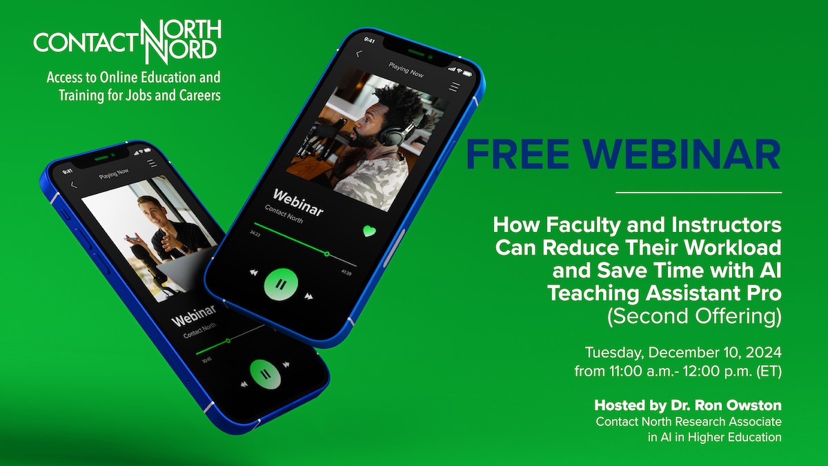 ContactNorth's tweet image. 🌟 Back by popular demand! Don’t miss out on our 2nd offering of the FREE live webinar, How Faculty &amp;amp; Instructors Can Reduce Their Workload and Save Time with AI Teaching Assistant Pro. Tues., Dec. 10, 11 – noon. 👉 ow.ly/ox0h50U1ztl

#OnlineTeaching #ArtificialIntelligence