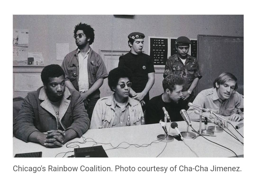 BlkHistStudies's tweet image. Under #FredHampton &amp;amp; #BobbyRushe’s leadership, the #BlackPantherParty Chapter established in Chicago developed into a stable and strong organisation. The Chicago Chapter established the firsr Rainbow Coalition. #unity #communityaction