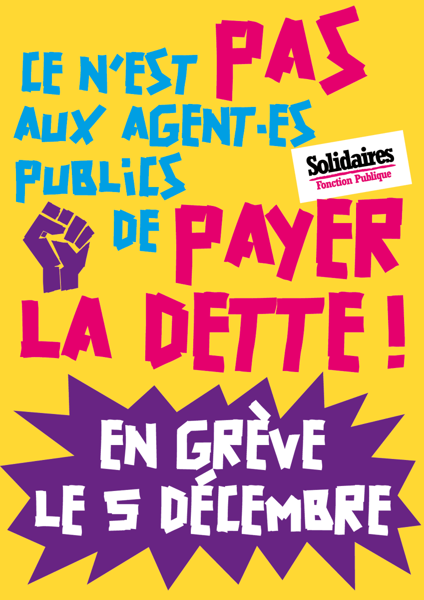 UnionSolidaires's tweet photo. Mobilisation du 5 décembre dans la fonction publique : retrouvez tous les lieux de mobilisations, visuels, tracts, etc ici 👇
https://t.co/ShGKo1rUNy

#greve5decembre #5decembre #greve https://t.co/XT37OvdjmS