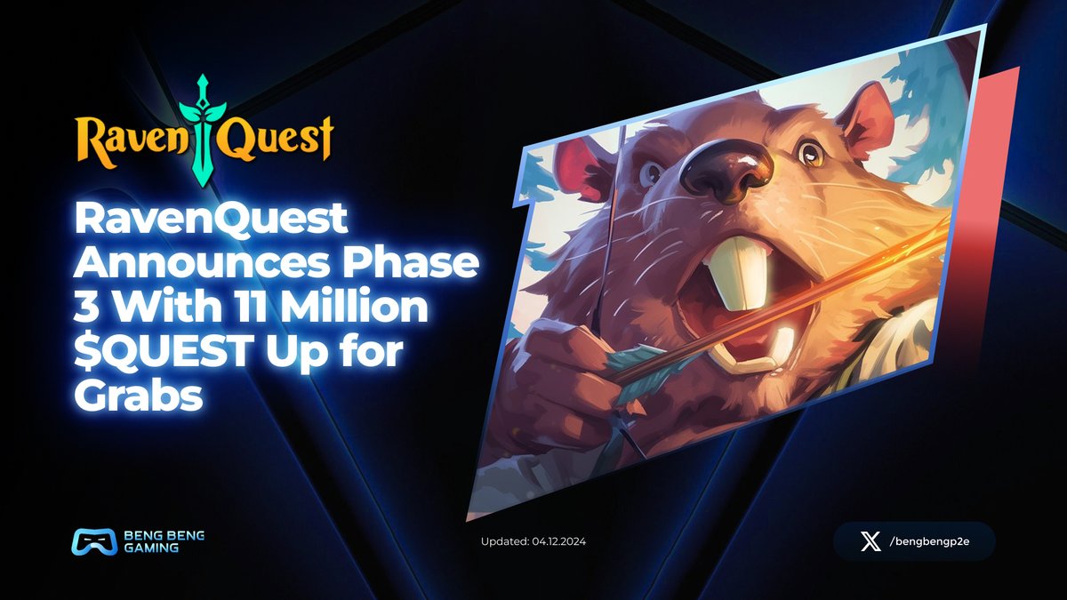 🎮 <a href="/RavenQuestGame/">RavenQuest</a> Phase 3 Is Here with 11M $QUEST Tokens!

Get ready, adventurers! RavenQuest launches its Phase 3 Early Access on December 5th, 9AM PST, bringing massive updates and a chance to snag your share of 11 million $QUEST tokens in the Play-to-Airdrop event.

Phase 3