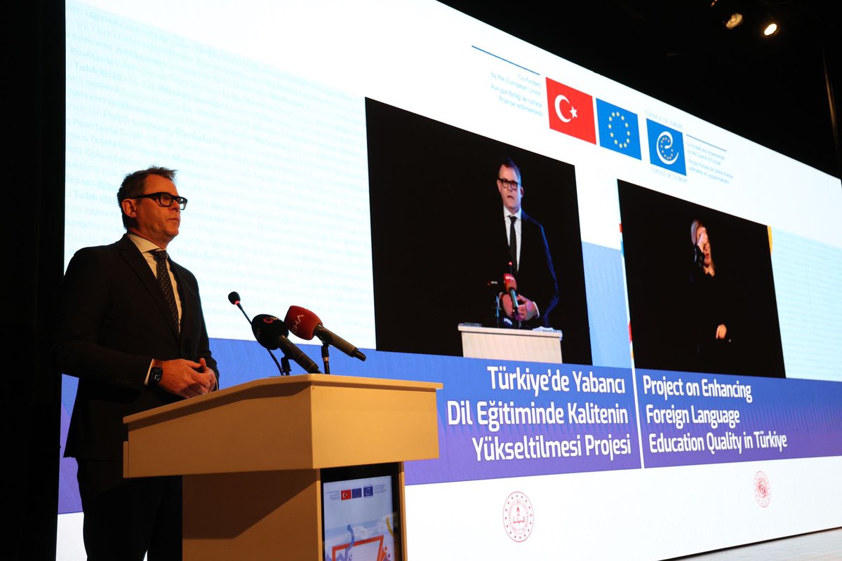 🇪🇺🇹🇷 Ambassador Ossowski attended the launch of a project to enhance Foreign Language Education Quality in🇹🇷w/<a href="/tcmeb/">Millî Eğitim Bakanlığı</a> Minister @Yusuf_Tekin, Ambassador &amp; Dep. Min. of Foreign Affairs Kemal Bozay, Dep. Min. of <a href="/csgbakanligi/">T.C. Çalışma ve Sosyal Güvenlik Bakanlığı</a> Lutfihak Alpkan, &amp; <a href="/coe/">Council of Europe</a> Director of Democracy <a href="/CoeGruden/">MatjazGrudenCOE</a>👩‍🏫