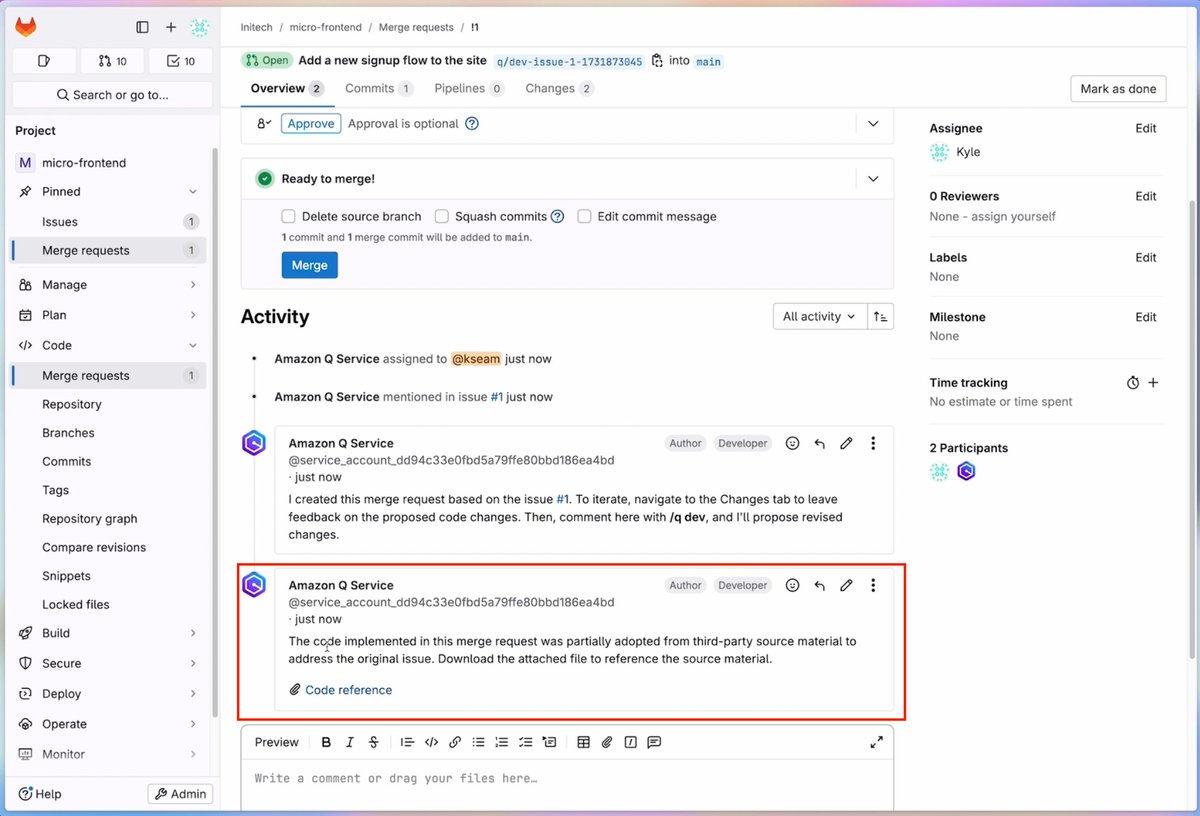BlogNT's tweet image. GitLab Duo et Amazon Q : l&apos;IA au service de l&apos;automatisation et de la modernisation du code ! 🚀  Boostez votre productivité avec ces nouveaux outils. 💪

blog-nouvelles-technologies.fr/312378/gitlab-…

#GitLabDuo #AmazonQ #IA