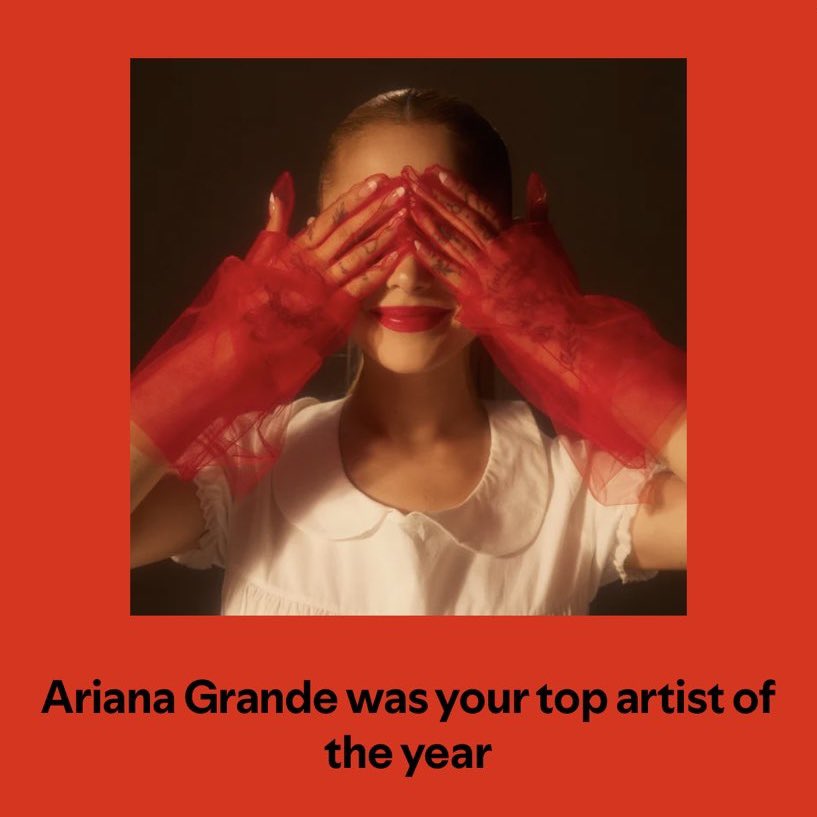 arianatorswildt's tweet photo. say i if ariana grande is your top artist this year https://t.co/eHx5b3NckW