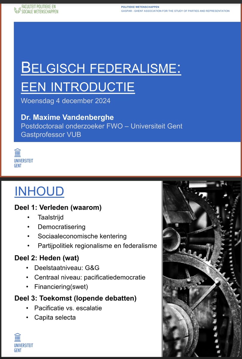 Gastcollege Belgisch federalisme mogen geven in eigen stad ('achter den hoek'). Zeer aangename groep studenten rechten en geschiedenis, zeer van genoten! <a href="/KU_Leuven/">KU Leuven</a>