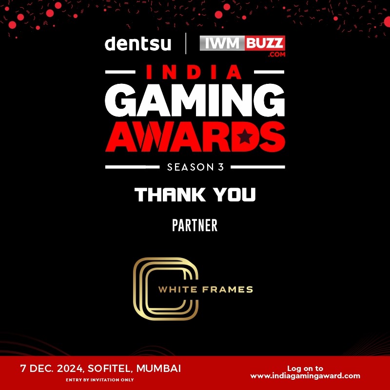 iwmbuzz's tweet image. Welcoming #WhiteFrames As Associate Partner At @DentsuIN-IWMBuzz India Gaming Awards Season 3, India's Biggest Gaming Awards Entertainment Night

7 December 2024, Sofitel, Mumbai

Log on to: indiagamingaward.com

(Entry By Invitation Only) 

#IndiaGamingAwards #Season3
