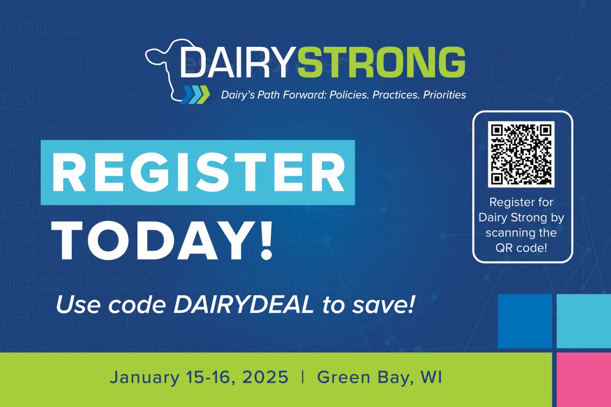 Unlock exclusive savings with our Dairy Strong deal from now to December 20! Register with the code 𝐃𝐀𝐈𝐑𝐘𝐃𝐄𝐀𝐋 for $75 off the registration price. This is a dairy conference you won’t want to miss! Register here: bit.ly/3bgJOXx