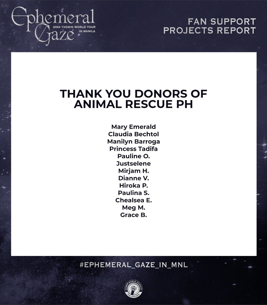 ✨Acknowledgement

EterniTAEM, the team behind the fan projects for the concerts, especially our collaborators both groups and individuals, we are grateful for your trust. We would like to thank each of you for sticking with us until the end, we could not have done this without