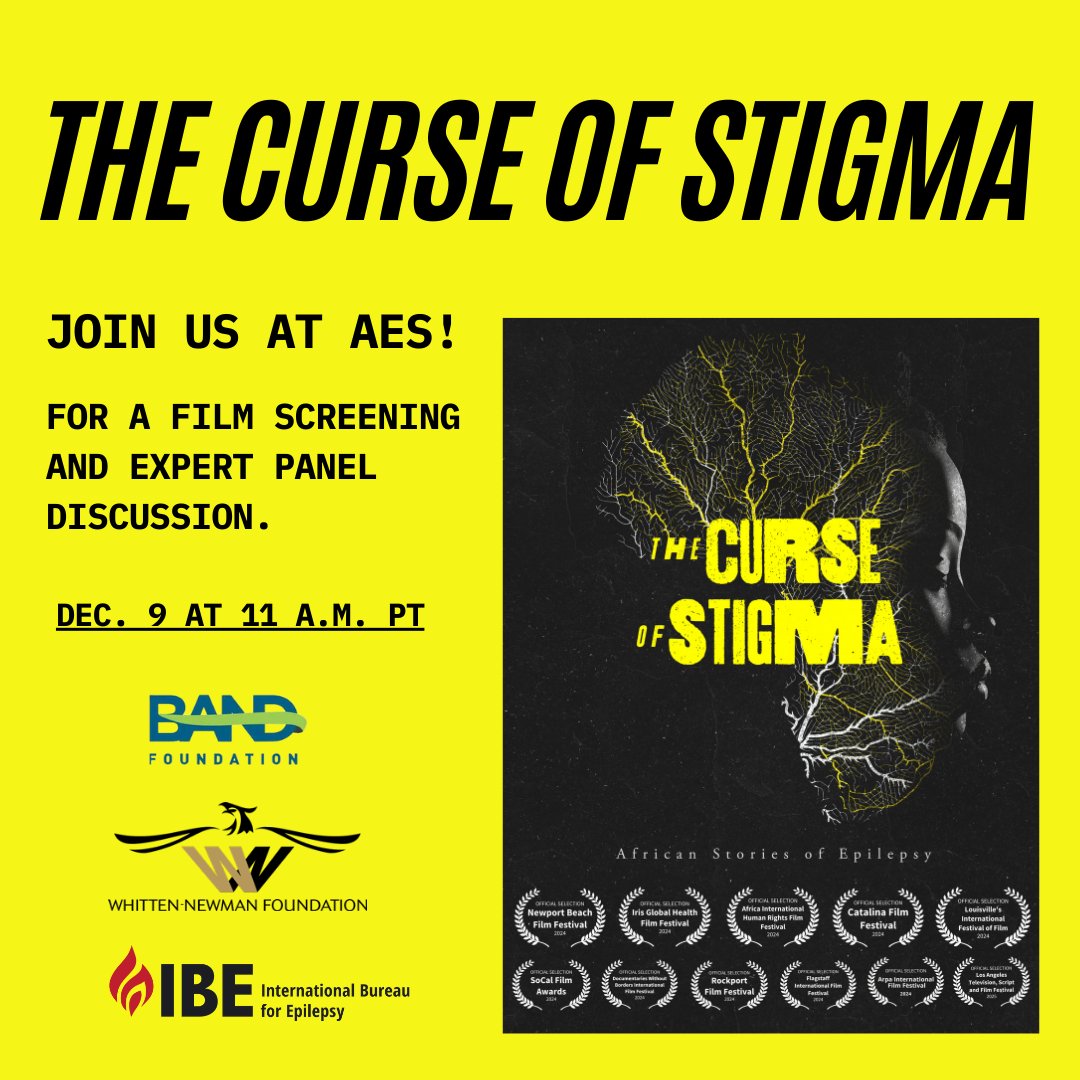IBE is dedicated to reducing stigma for those affected by epilepsy. Join us at AES on Dec. 9 at 11 a.m. PT for the documentary film screening of The Curse of Stigma Film. Followed by a panel discussion dispelling misconceptions at home and abroad. #AES2024