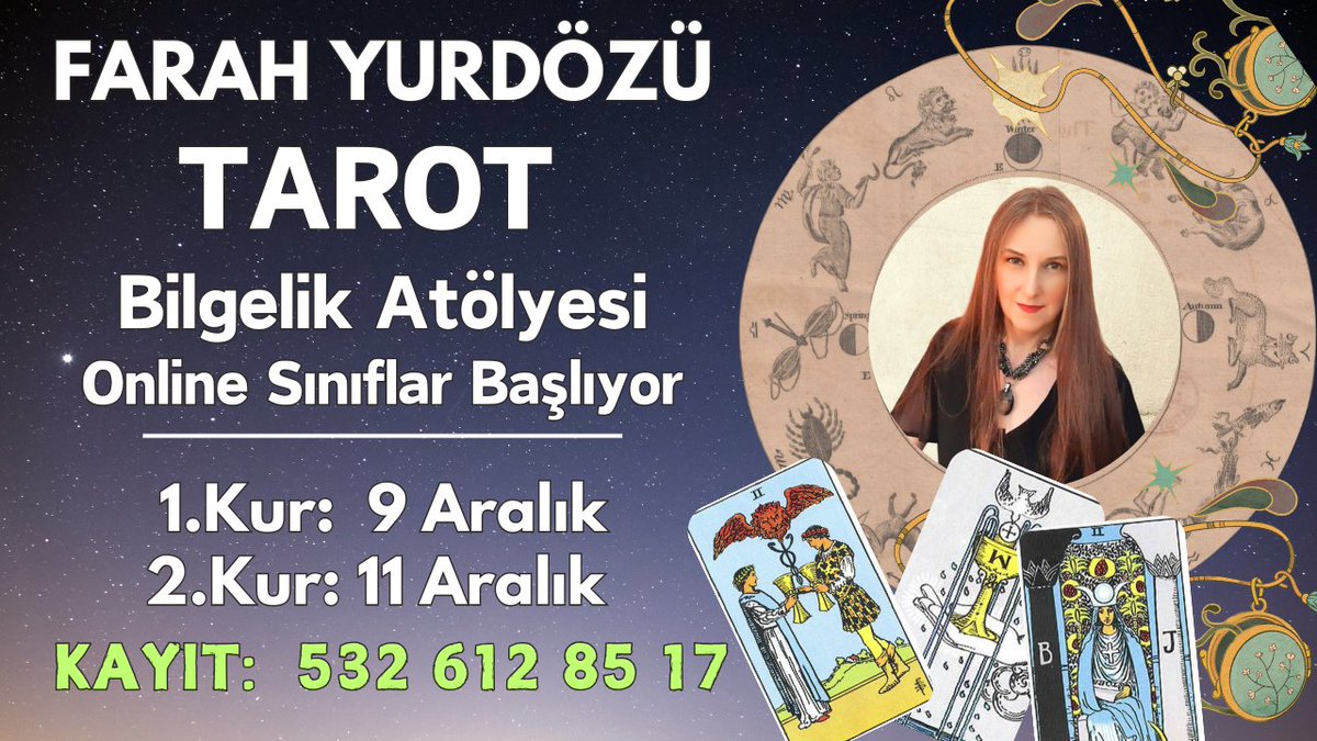 1 ve 2.KUR TAROT BİLGELİK ATÖLYESİ İÇİN KAYITLAR DEVAM EDİYOR. 0532 612 85 17 NUMARADAN BİLGİ ALABİLİRSİNİZ :)