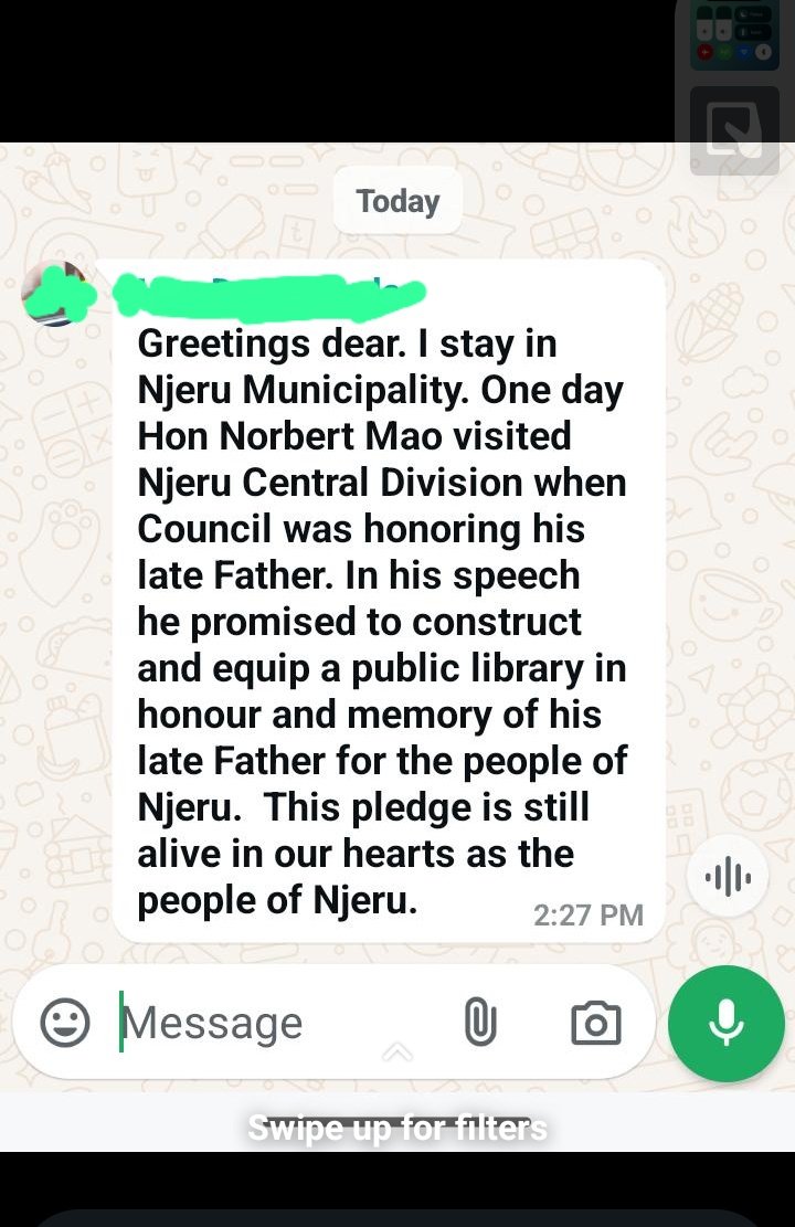 <a href="/NathanNuwagira2/">Nathan Nuwagira</a> Please, I'm sure you have the capacity to reach out to the Hon Minister. His promise still stands..... phished from a one Whatsapp group.