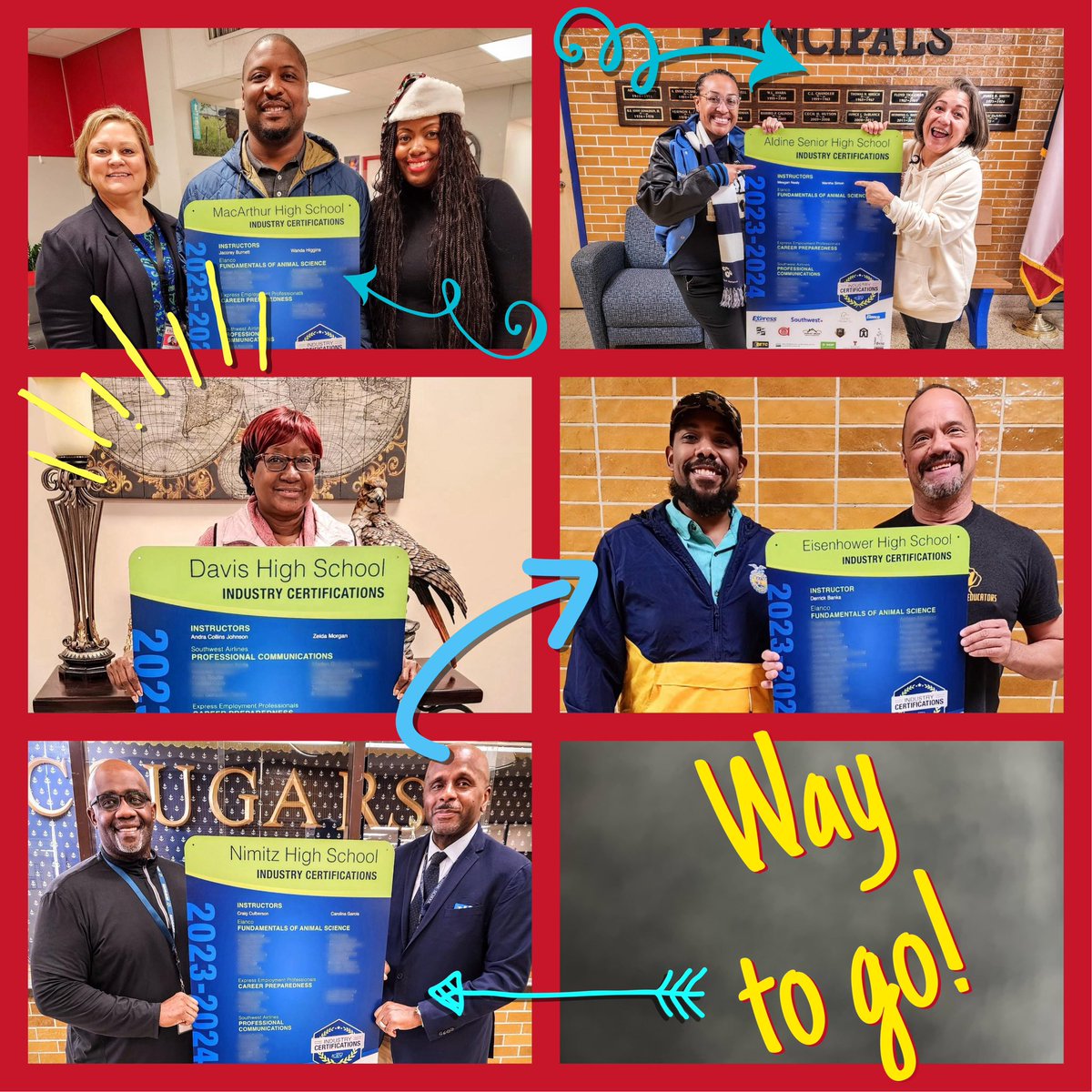EducatorMar10's tweet photo. When challenging campuses of who can put certification numbers on the board ☝️, @AldineCTE Champions said CHALLENGE ACCEPTED!!! So proud of all the hard work…keep it up! #AldineCTE #AldineImpact #AldineCertified @XMRaldine @adbustil @AldineISD https://t.co/EqVpAN6KA1