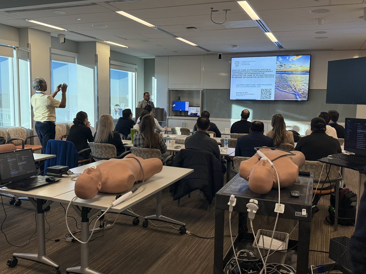 pmorenofranco's tweet photo. 🌟 Today’s the Day: Hands-On Training for ECMO Practitioners! 🌟
We’re thrilled to kick off the Hands-On Point-of-Care Ultrasound & Transesophageal Echocardiography Course at the Simulation Center. This immersive, CME-accredited course is tailored for ICU, transplant, and ECMO practitioners, focusing on essential ultrasound techniques to optimize care for critically ill patients.
🩺 What’s in Store:
•Cardiac & Lung Ultrasound: Foundational and advanced imaging techniques to enhance patient monitoring.
•Hemodynamics & VExUS: Gain insights into venous congestion and fluid management.
•TEE Applications: Master both basic and advanced transesophageal echocardiography.
•POCUS for ECMO: Leverage point-of-care imaging to improve ECMO outcomes.
•Vascular Ultrasound: Refine skills for vascular access and diagnostics.
With expert-led hands-on sessions, participants will practice these critical techniques in real-world simulations. These tools are indispensable for improving outcomes in transplant, ICU, and ECMO care.
There is still time to join our #ECMO sessions that start tomorrow https://t.co/Goo4vumewa
Let’s advance together!
@KalagaraHari #GovindPanda #CarlaVenegas #HiroshiSekiguchi @Dr_RajaReddy #JuanRipollSanz @nathanhwaldron #JamesNelson #WesleyAllen #JonChristensen #RossRenew @pkguru10 #DeisyMercado @sanjayCCM @ParagPatelMD @dongyue @ErbenYoung @ayan2024