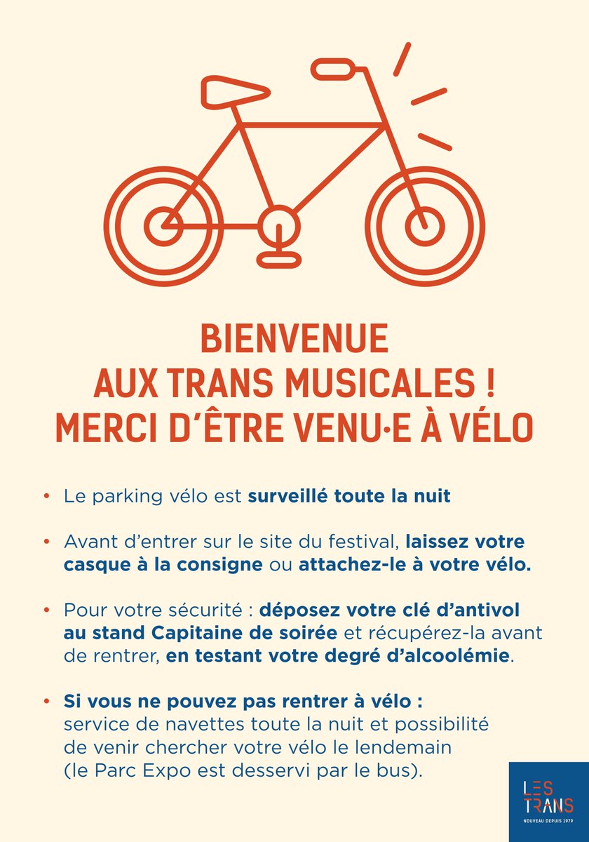 Rayons d'Action (@rayons_action) on Twitter photo 🎶Les <a href="/TransMusicales/">Trans Musicales</a> commencent aujourd'hui !🎶 Si vous y allez à vélo, le festival propose un trajet, un parking vélo + consigne et dispositif "capitaine de soirée" !
Des trajets groupés sont organisés + un groupe Whatsapp pr l'orga👍
Toutes les infos : bit.ly/4ilFOVS 🎶Les <a href="/TransMusicales/">Trans Musicales</a> commencent aujourd'hui !🎶 Si vous y allez à vélo, le festival propose un trajet, un parking vélo + consigne et dispositif "capitaine de soirée" !
Des trajets groupés sont organisés + un groupe Whatsapp pr l'orga👍
Toutes les infos : bit.ly/4ilFOVS