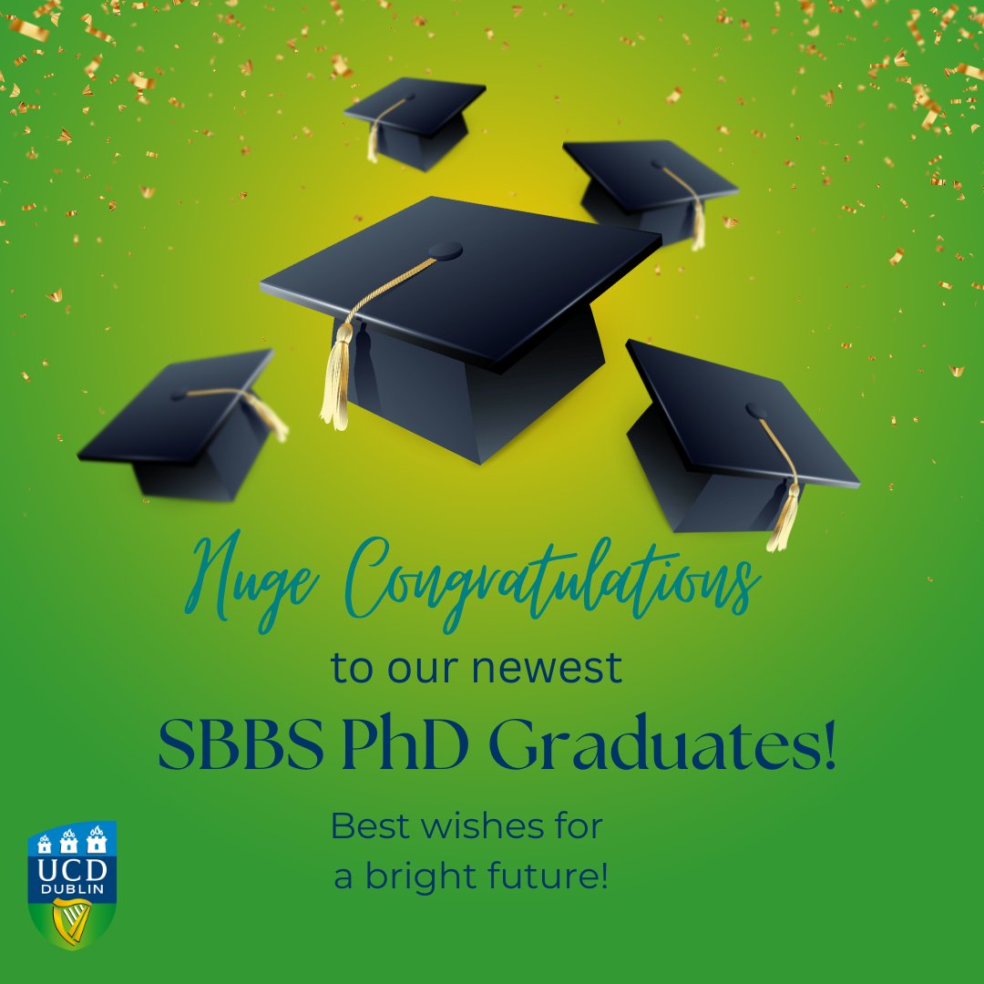 UCD SBBS (@ucd_sbbs) on Twitter photo Huge congrats to our 12 new #PhD graduates & their supervisors🎓
Sean Bergin
Aimée Jones
<a href="/DaniGalvinNeuro/">Danielle Galvin</a>
Saravjeet Singh
Andrea Souza
<a href="/ElinStrachan/">Elin Strachan</a>
<a href="/yinglingdee/">Ying Ling Dee</a>
Chaoying Ma
Maite Sainz
Jounghyun Um
Marzia Pendino
David Zermeño
🍾Wishing our new doctors every future success🎓 Huge congrats to our 12 new #PhD graduates & their supervisors🎓
Sean Bergin
Aimée Jones
<a href="/DaniGalvinNeuro/">Danielle Galvin</a>
Saravjeet Singh
Andrea Souza
<a href="/ElinStrachan/">Elin Strachan</a>
<a href="/yinglingdee/">Ying Ling Dee</a>
Chaoying Ma
Maite Sainz
Jounghyun Um
Marzia Pendino
David Zermeño
🍾Wishing our new doctors every future success🎓