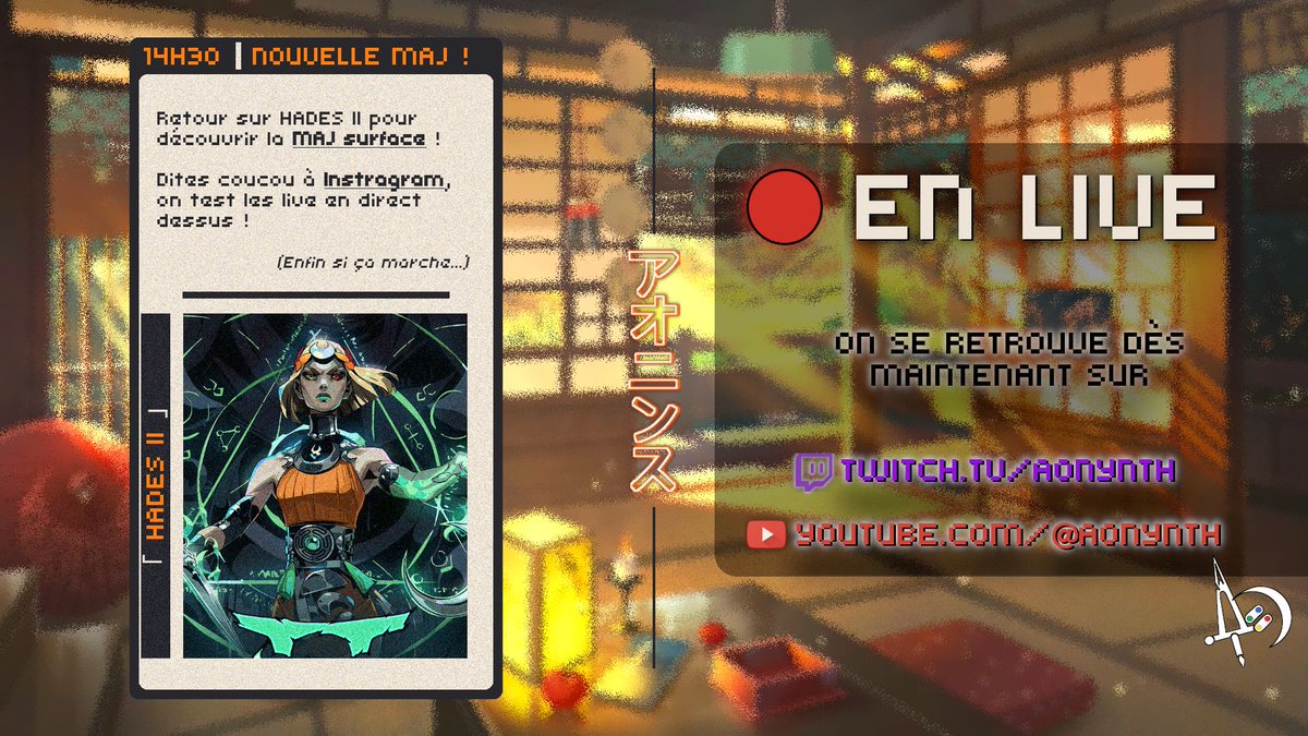 Retour aux enfers! Enfin, plutôt à la surface avec la nouvelle MaJ !

➡️ Twitch buff.ly/3Z9588D 
➡️ Youtube buff.ly/3OvfHOi 

#TwitchStreamers #Hades2 #HadesII