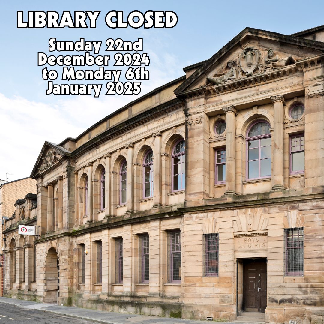 Glasgow Women's Library will be closed over Christmas and Hogmanay from Sunday 22nd December, and will re-open in the New Year on Tuesday, 7th January.