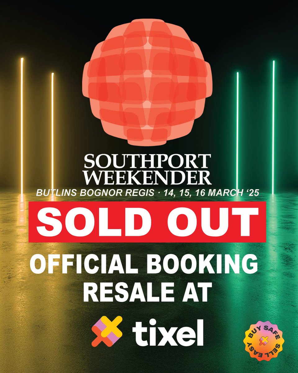 Thank you for once again making the Southport Weekender what it is. To sell out before Christmas is amazing! Let us introduce Tixel
tixel.com/uk/music-ticke…
You now have a Safe &amp; Secure place to buy and sell bookings with Tixel, our official resale partner.