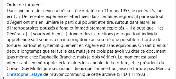campvolant's tweet photo. Archive. 
Quand le général Salan ordonnait aussi explicitement que possible de torturer systématiquement dans toute l'Algérie, après l'expérience "réussie" de la "bataille d'Alger". https://t.co/6gCThyO0vf