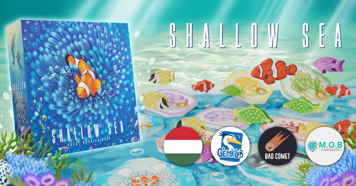 The creators of Life of the Amazonia and Wondrous Creatures, <a href="/BadCometGames/">Bad Comet</a>, take to the marine world with Shallow Sea and Gémklub have in turn agreed to take it to their local audiences in Hungary! Congratulations to both!

#mobvanguard #proudagent #TogetherWeSail #boardgames