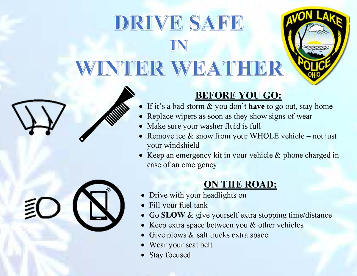Winter weather is here, make sure you are prepared.
Drive safe out there!