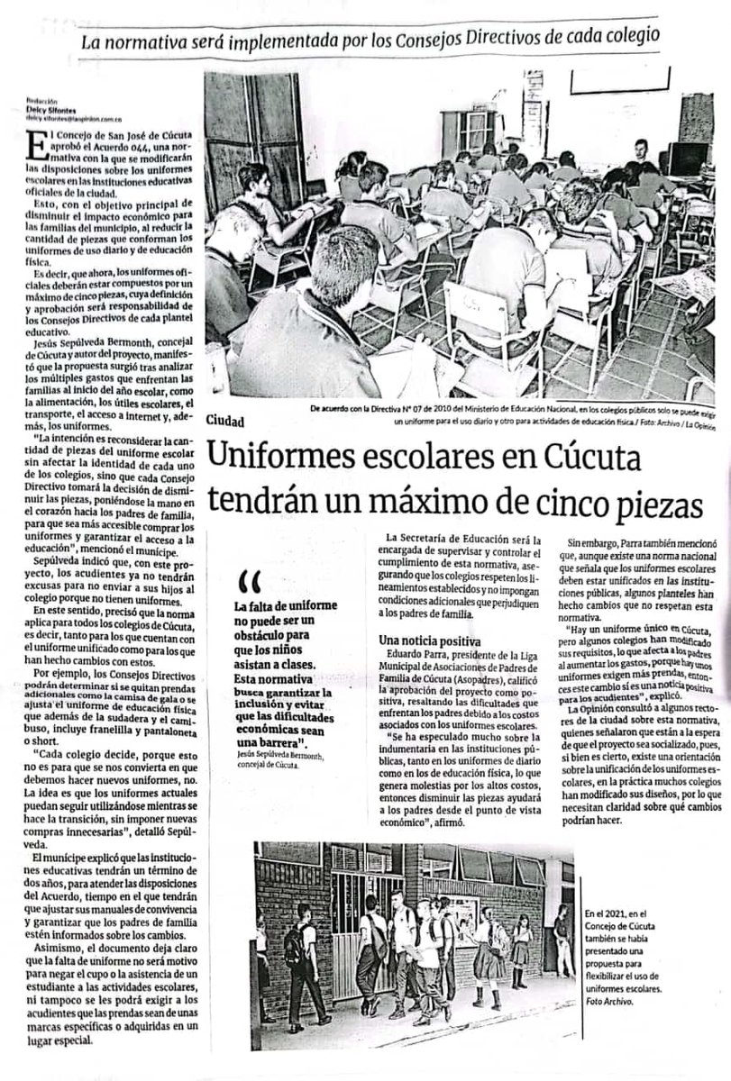Jesús Sepulveda Bermonth (@teamjesuscucuta) on Twitter photo El uniforme escolar no puede ser un obstáculo para acceder a la educación. Disminuimos esa barrera de acceso y beneficiamos a 120.000 familias en la ciudad. Todos los niños de #Cúcuta deben estar en las aulas de clase. Eso es verdadera inclusión. Gracias a <a href="/laopinion_col/">Diario La Opinión</a> por El uniforme escolar no puede ser un obstáculo para acceder a la educación. Disminuimos esa barrera de acceso y beneficiamos a 120.000 familias en la ciudad. Todos los niños de #Cúcuta deben estar en las aulas de clase. Eso es verdadera inclusión. Gracias a <a href="/laopinion_col/">Diario La Opinión</a> por