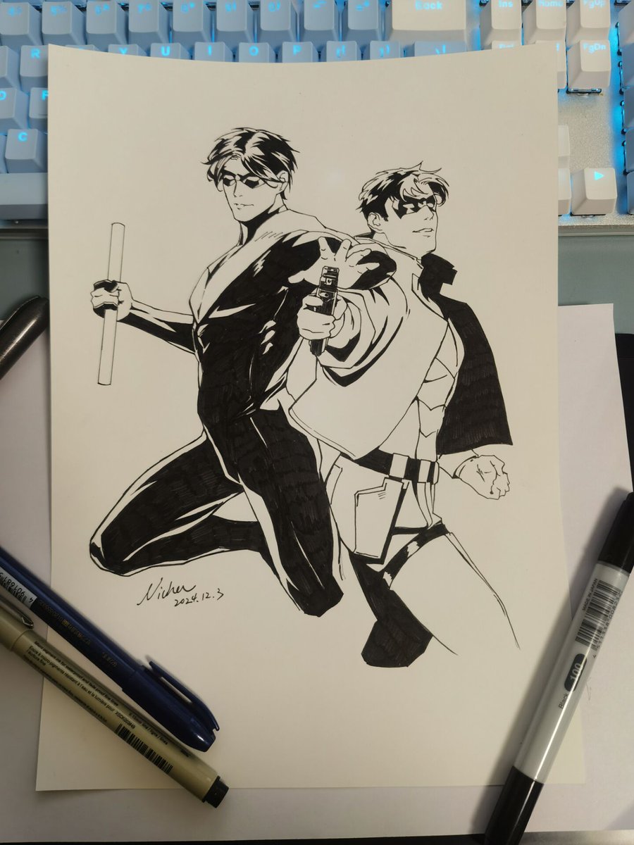 NichaSheng's tweet image. Nightwing and Red Hood. Gift for a friend.