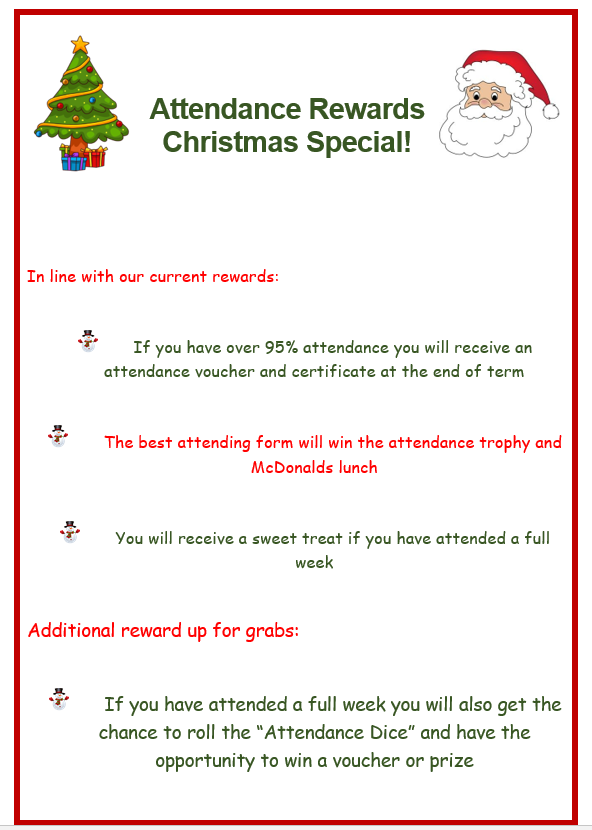 TheHubSchoolER's tweet photo. Take a look at our Attendance Rewards Christmas Special!! Every school day matters 🙂 https://t.co/05jvNuAx37
