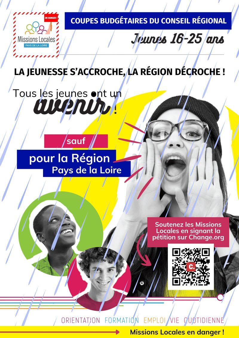 Dans son acharnement à tout casser, tout saper, tout couper ... la région Pays de la Loire s'attaque aussi à l'emploi des jeunes ! ➡️ Pétition pour sauver les missions locales.

chng.it/FmMs7JB4rb

"La jeunesse s'accroche, la région décroche."