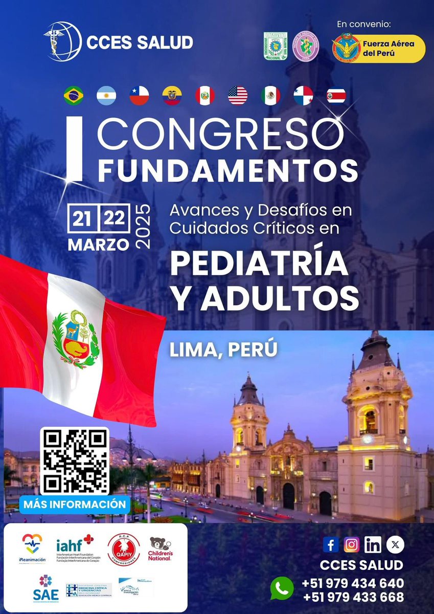 sebasugarte's tweet image. ¡Honrado de ser invitado! Me sumaré al Congreso "Fundamentos del Manejo del Paciente Crítico" en Lima, Perú, en marzo. Un evento imperdible para profesionales de la salud. ¡Los invito a unirse! #Congresofundamentos #LimaPerú