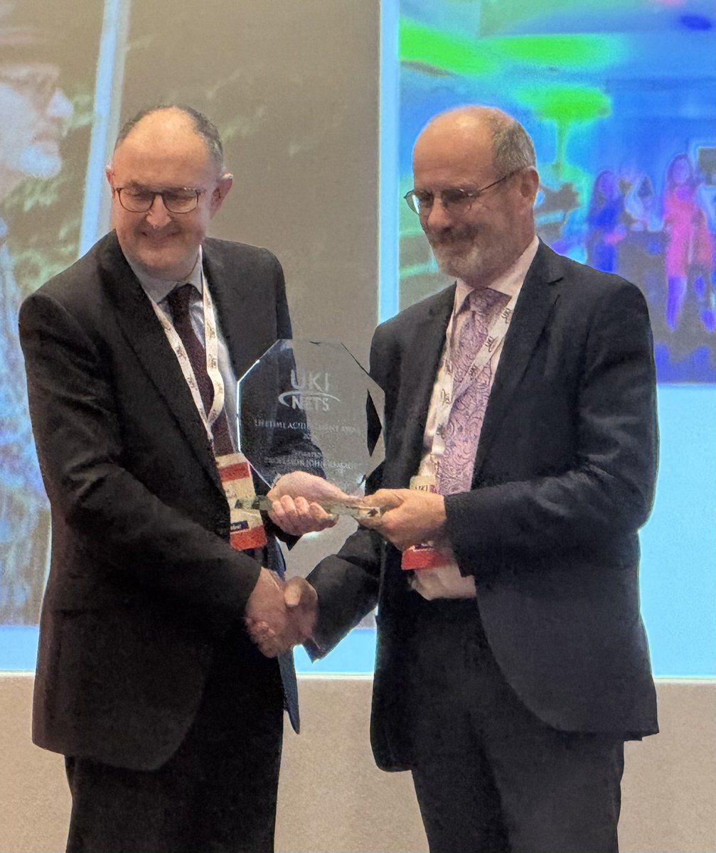 Congratulations to Prof John Ramage, who was awarded the UKINETS Lifetime Achievement Award at our National Conference in Cardiff on Monday #neuroendocrinecancer