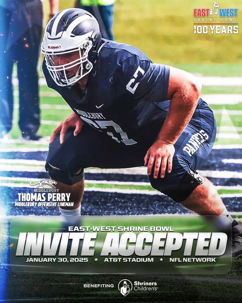 Bulldozer 🚜

OL Thomas Perry from <a href="/MiddFootball/">Middlebury Football</a> has officially accepted his invite to the 100th East-West #ShrineBowl!

#ShrineBowlWHOSNEXT 😎