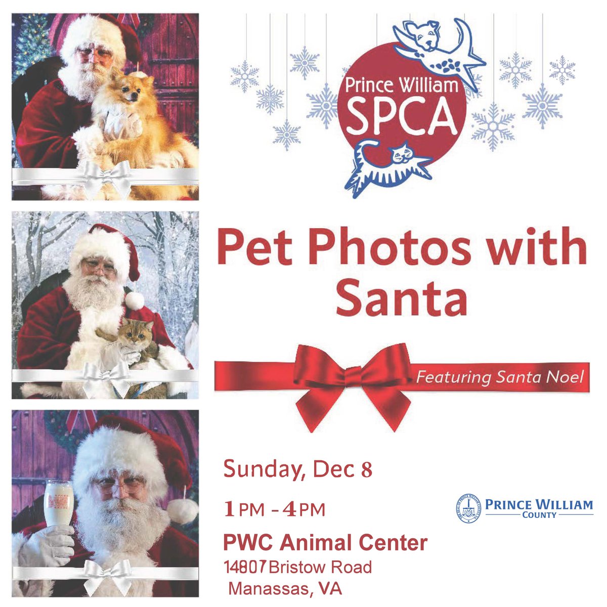 Don't miss the chance to get your Fur-Childs picture with Santa.  Pictures are free, but donations to the PW SPCA are welcomed.
