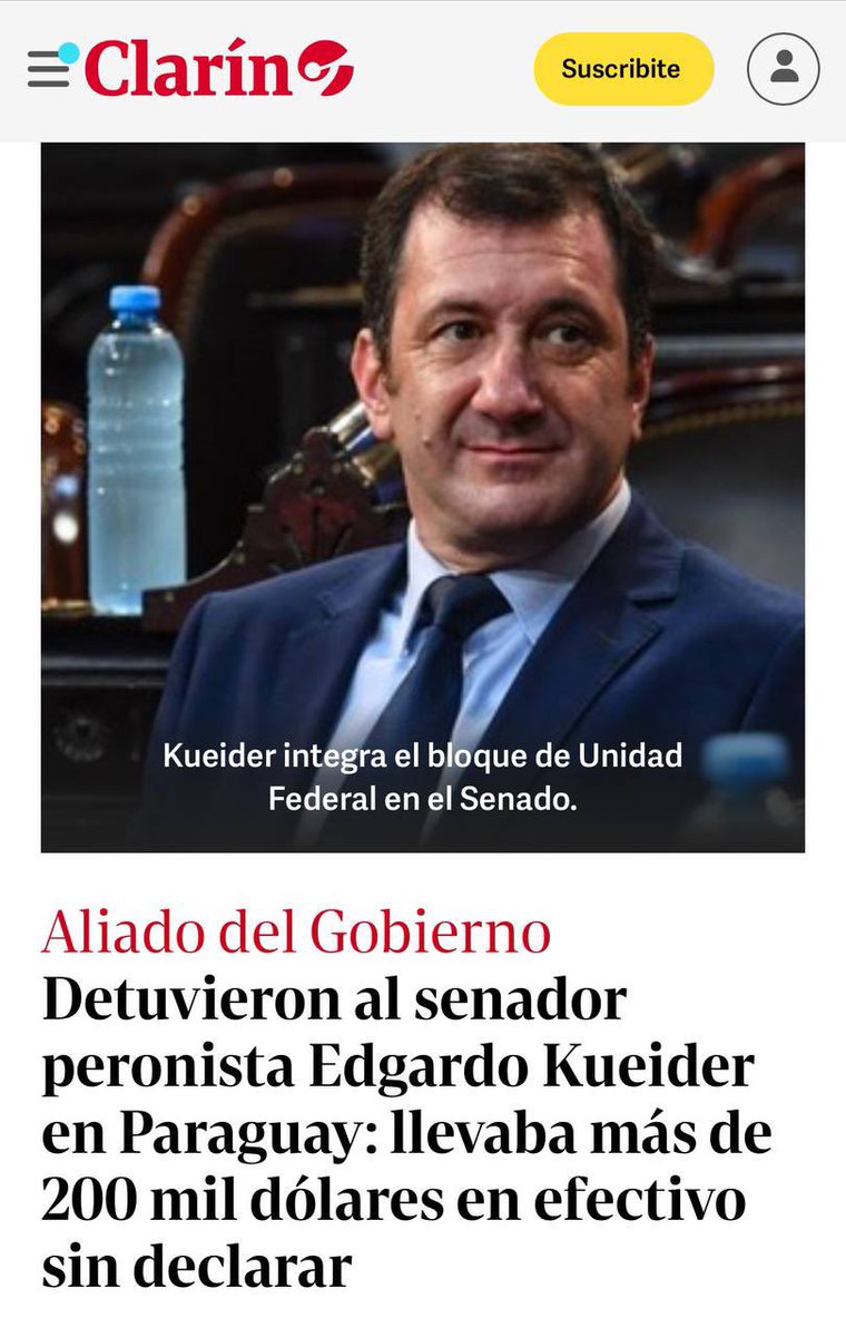 Democracia tarifada. 

Senador argentino detenido por las autoridades paraguayas en la Triple Frontera durante la madrugada con cientos de miles de dólares, de los cuales no pudo dar explicaciones.

Edgardo Kueider, votado como peronista que pasó a votar como libertario con el