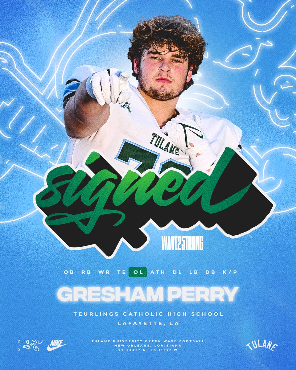 GreenWaveFB's tweet photo. Welcome to Uptown, @greshamperry76!

#WAVE25TRONG https://t.co/UOLQ8GytRf